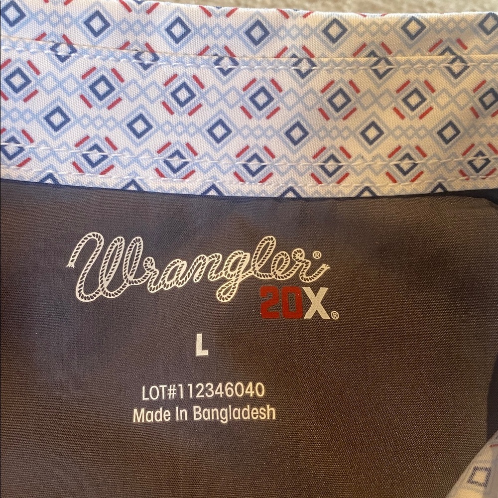 Wrangler 20X Competition Advanced Comfort Western Cowboy Pearl Snap Geo AOP L